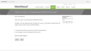 How to log in to Blackbaud NetCommunity? - Knowledgebase