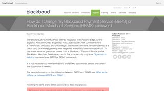 How do I change my Blackbaud Payment Service (BBPS) or ...
