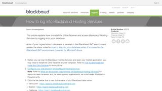 How to log into Blackbaud Hosting Services - Knowledgebase