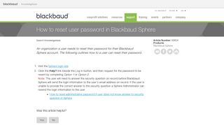 How to reset user password in Blackbaud Sphere - Blackbaud ...