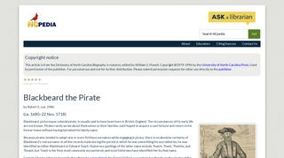 Blackbeard the Pirate | NCpedia