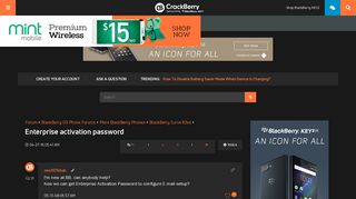 Enterprise activation password - BlackBerry Forums at CrackBerry.com