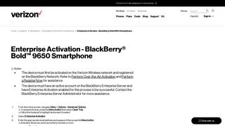 Enterprise Activation - BlackBerry Bold 9650 Smartphone | Verizon ...