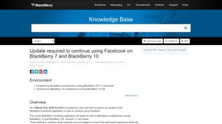 Update required to continue using Facebook on BlackBerry 7 and ...