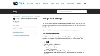 Manage BBM Settings : BBM