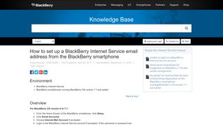 How to set up a BlackBerry Internet Service email address from the ...