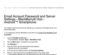 Email Account Password and Server Settings - BlackBerry Hub ...