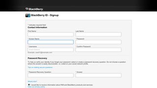 BlackBerry ID - Signup