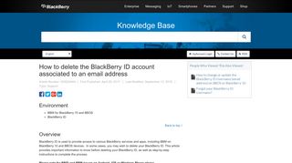 How to delete the BlackBerry ID account associated to an email address
