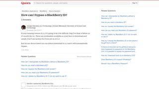 How to bypass a BlackBerry ID - Quora