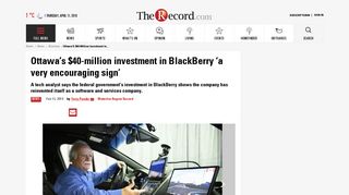 Ottawa's $40-million investment in BlackBerry 'a very encouraging ...