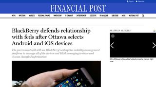 BlackBerry defends relationship with feds after Ottawa selects ...