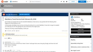 Blackberry Travel Service Ends February 28, 2018 : blackberry - Reddit