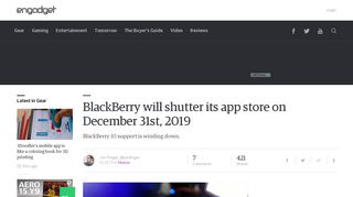 BlackBerry will shutter its app store on December 31st, 2019 - Engadget
