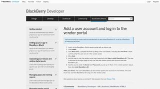 Add a user account and log in to the vendor portal - BlackBerry ...