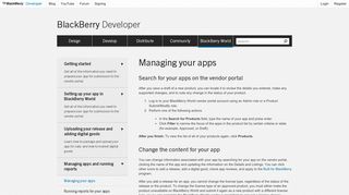 Managing your apps - BlackBerry Developer