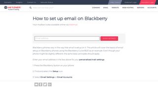 How to set up email on Blackberry - Hetzner Help Centre