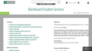 Blackboard Student Services - Ivy Tech Community College of Indiana