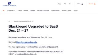 Blackboard Upgraded to SaaS Dec. 21 - 27 - OIT - Boise State University