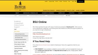 BSU Online / Blackboard Learn · Bowie State University