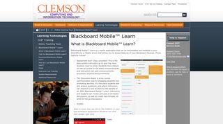 Blackboard Mobile™ Learn : Clemson University