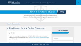 A Blackboard for the Online Classroom - Colorado Christian University