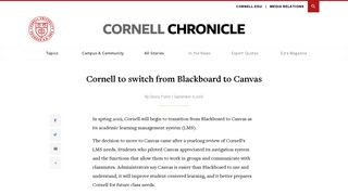 Cornell to switch from Blackboard to Canvas | Cornell Chronicle