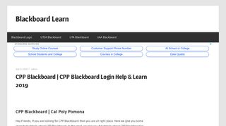 CPP Blackboard | CPP Blackboard Login Help & Learnings