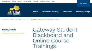 Gateway Student Blackboard and Online Course Trainings | GCTC