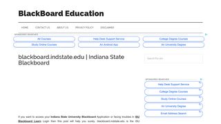 ISU Blackboard Login- Indiana State University Blackboard Login