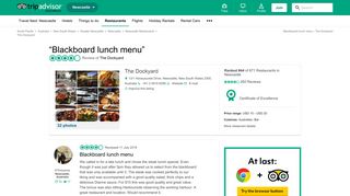 Blackboard lunch menu - The Dockyard, Newcastle Traveller Reviews ...