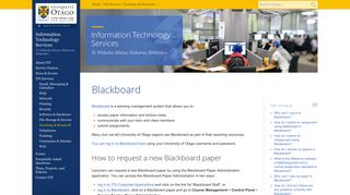 Blackboard, Teaching and Research, Information ... - University of Otago