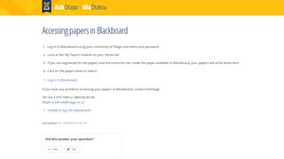 Accessing papers in Blackboard - AskOtago