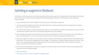 Submitting an assignment in Blackboard - AskOtago