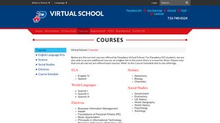 Courses - Pasadena Virtual School - Pasadena ISD