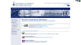 ONLINE :: Bb UofT Learning Portal :: Online and Distance Education at ...