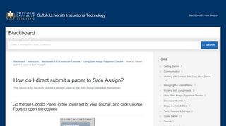 How do I direct submit a paper to Safe Assign? | Blackboard 9: Full ...