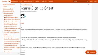 Add a Course Sign-up Sheet - Blackboard - Answers