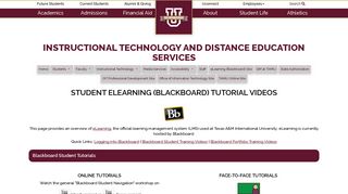 Student eLearning (Blackboard) Tutorial Videos - Tamiu