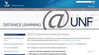 UNF - Distance Learning - SOLO FAQ