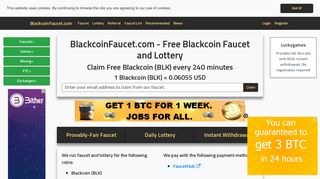 BlackcoinFaucet.com: Free Blackcoin (BLK) Faucet and Lottery