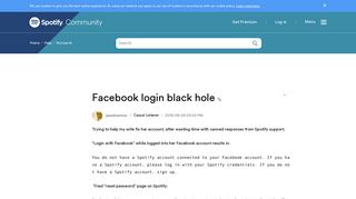 Facebook login black hole - The Spotify Community