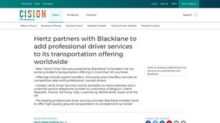 Hertz partners with Blacklane to add professional driver services to its ...