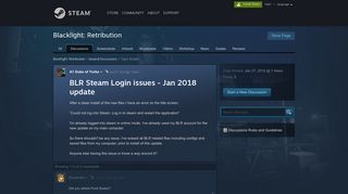 BLR Steam Login issues - Jan 2018 update :: Blacklight: Retribution ...