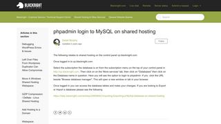 phpadmin login to MySQL on shared hosting – Blacknight - Customer ...