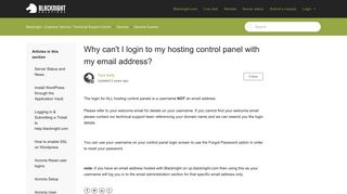 Why can't I login to my hosting control panel with my email ... - Blacknight