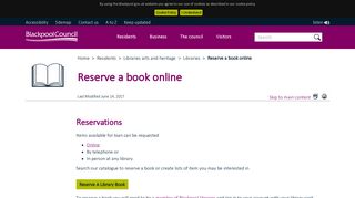 Blackpool Council libraries | Reserve a library book