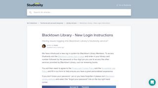 Blacktown Library - New Login Instructions | Studiosity Help Centre