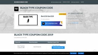 Black Type Coupon Code 2019 - Bet £10 Get £10 - Bookie Bonus Code