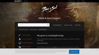 My game is crashing/freezing – Blade & Soul Support